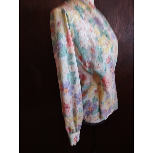 Vintage Size 8 Spring Easter Floral Long Sleeve Blouse Wrap High Collar Modest - Picture 4 of 6